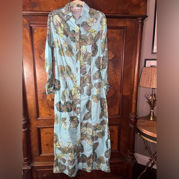 EUC ALA VON AUERSPERG- KATHE COTTON DRESS IN GREEN ISLAND. Size 6 - Picture 3 of 9